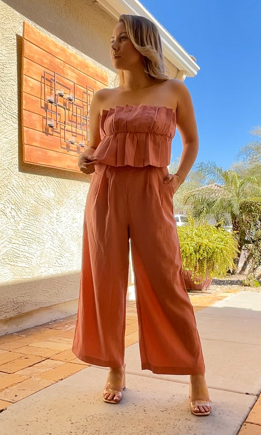 SUDDEN BLUSH WIDE LEG ROMPER